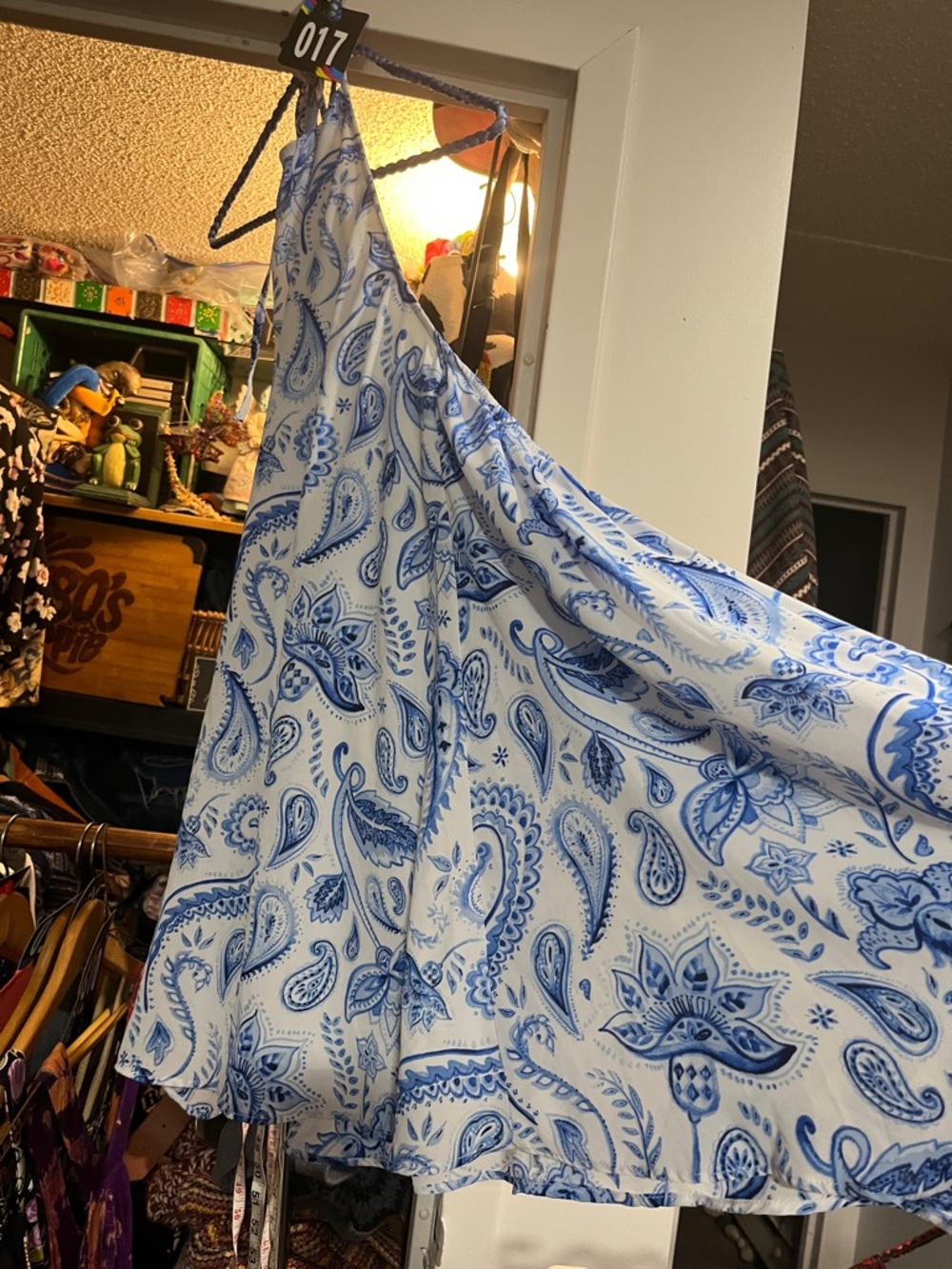 Show Me Your MuMu Blue Paisley Open Back Midi Dress | Size Large | Boho